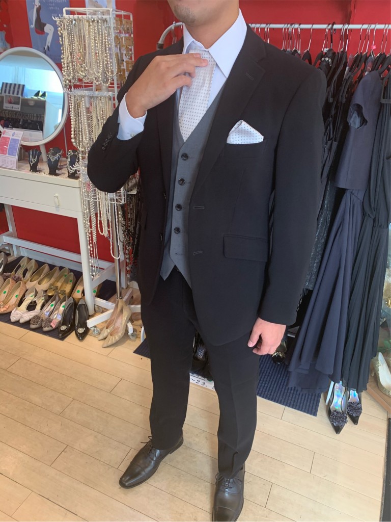 お客様コーディネート メンズ結婚式ご参列 ブラックフォーマルレンタル Amour アムール 池袋